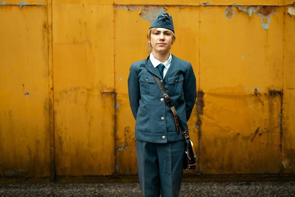 Spårvagnsförare i historisk uniform